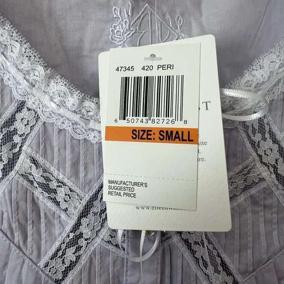 NWT Eileen West size small periwinkle full length sleeveless nightgown - Picture 4 of 6